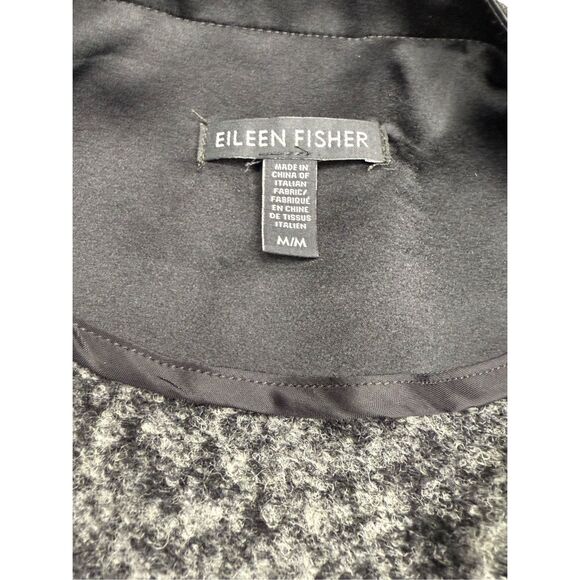 Eileen Fisher Women’s Medium Felted Wool Sprinkle Jacket Black Pockets Designer - Picture 8 of 9